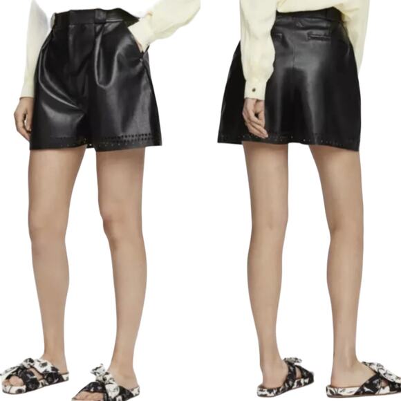 NWT Scotch & Soda Para Dice Black Shorts Faux Leather Heart Eyelet Size Medium - Picture 1 of 13